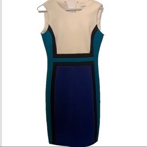 CALVIN KLEIN COLORBLOCK SCUBA DRESS SIZE 4